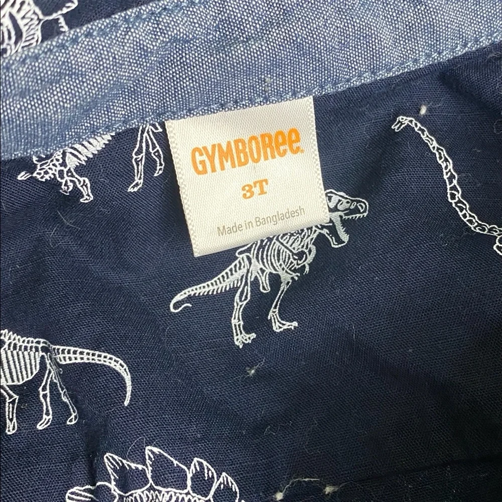GYMBOREE Navy Button Down w/ White Dinosaurs, sz 3T